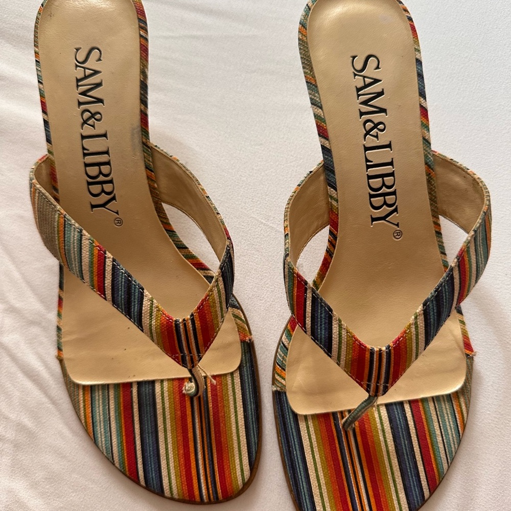 Y2K Sam & Libby Striped Heeled Sandals 🍭 | Size 6 1/2